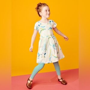 TEA Collection Girls’ Caribbean Reef Ocean Print Dress Wrap Neck Chalk White 7